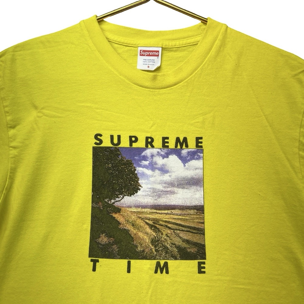 Supreme Time Tee SS20 Yellow Landscape Graphic T Shirt Made USA Size S